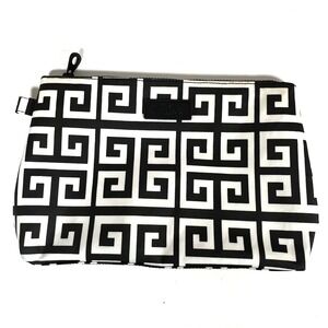 Jo & Jo Australia Cosmetic Makeup Bag Greek Key Design Black and‎ White